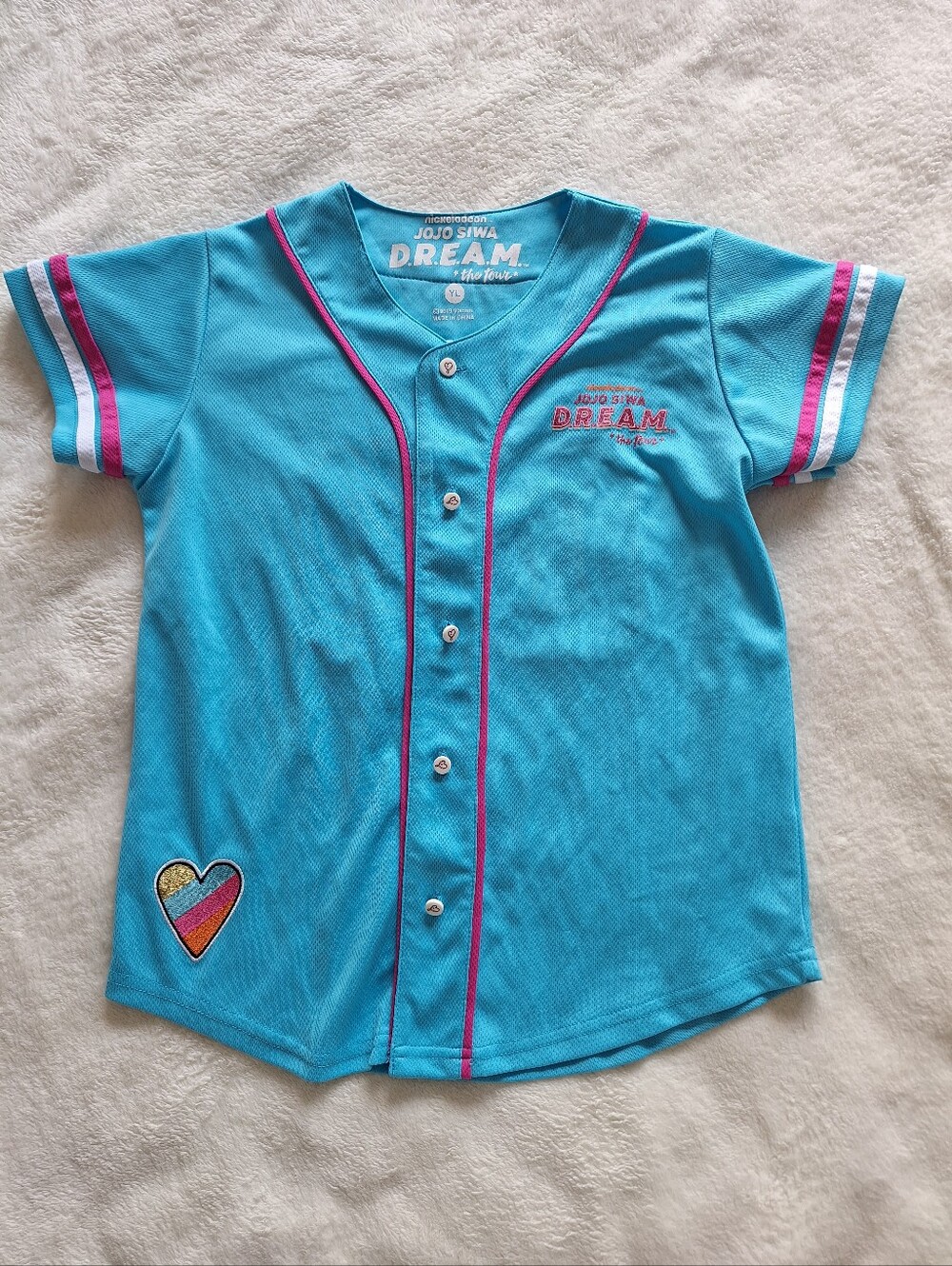 Vintage 2019 JoJo Siwa DREAM The Tour Baseball Jersey Girls Youth Large YL